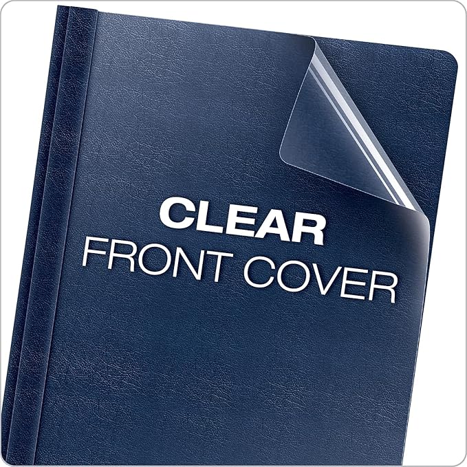 Oxford Premium Clear Front Report Cover, Letter Size, Dark Blue, 25 per box (58802EE)