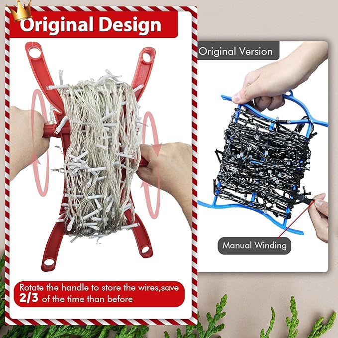 12PCS Rotating Handle Christmas Lights Storage Holder, Efficient & Durable,Tangle-Free Wires, Rope Winder for Ropes, String Lights, Fairy Lights, Wires, Garlands, Beads, Cords