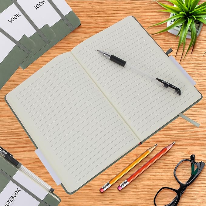 20 Pack Journals for Writing College Ruled Notebooks Journal in Bulk, Hardcover Notebooks (200Pages) for Note Talking, Lined Bullet Journals for Home School Office, 5.7"x8.4", Olive Green