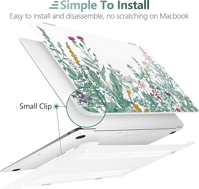 DONGKE Compatible with MacBook Air 13 inch Case 2021 2020 2019 2018 Release A2337 M1 A2179 A1932 with Retina Display & Touch ID, Plastic Hard Shell & Keyboard Cover - Garden Floral