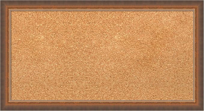 Amanti Art Natural Cork Board for Wall, 14x26 Vision Board with Bronze Frame, Small Corkboard Office Decor for Home Organization, Modern Corkboard Pinboard to Display Items for Home Organization in