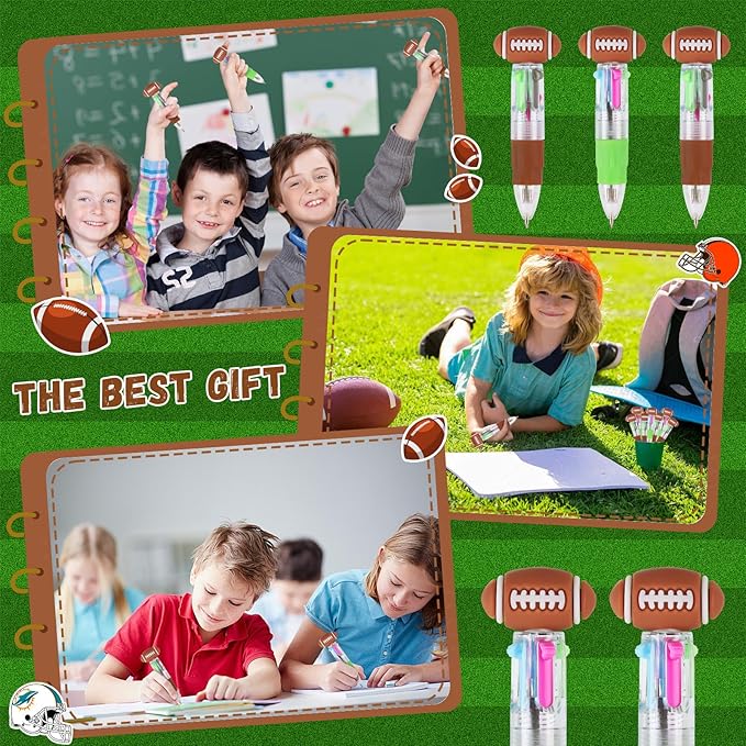 CZWZ 30Pcs Mini Multicolor Pens in One 4-in-1 Cute Pens Bulk for Kids, Ballpoint Pen for Birthdays and Children's Parties, Fun Gifts Assorted Ink Kawaii Pen(Football)