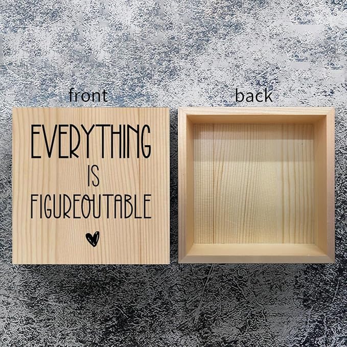 Inspirational Wooden Box Sign Office Decor Motivational Gifts Decorative Positive Affirmations Office Desk Decor for Tabletop Bookshelf Home Meeting Room Bedroom Rustic Square Wall Decor Wood Color