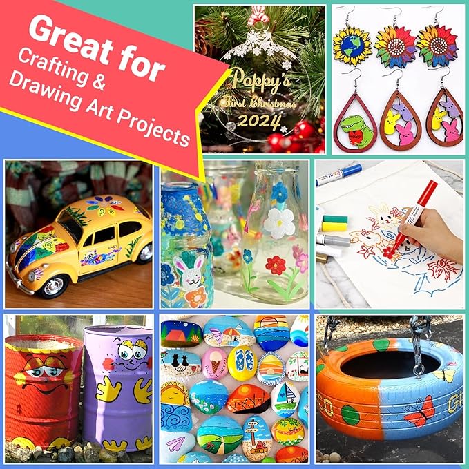 Oil Based Paint Markers, 8 Colors Dual Tip Permanent Paint Pens Paint Markers(0.7mm & 3mm), Waterproof Paint Pen for Rock Painting, Metal Wood Glass Stone Canvas Mugs Fabric Plastic