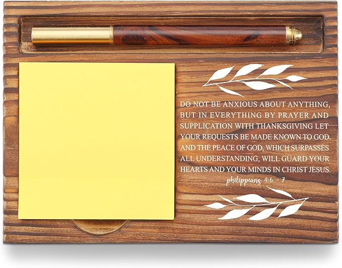 Christian Desk Organizer, Bible Verse Sticky Note Holder, John 15:5 I Am The Vine, Religious Gifts for Christians, Pastors, Church Leaders, Believers TZP107