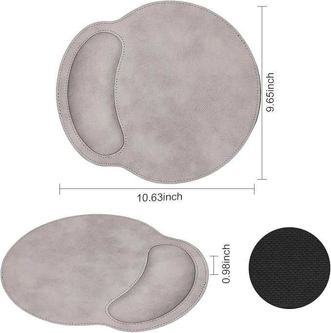 RICHEN Ergonomic PU Leather Keyboard Wrist Rest and Mouse Pad with Wrist Support, Memory Foam Set for Computer/Laptop,Gaming and Office, Comfortable for Easy Typing & Pain Relief (Gray White)