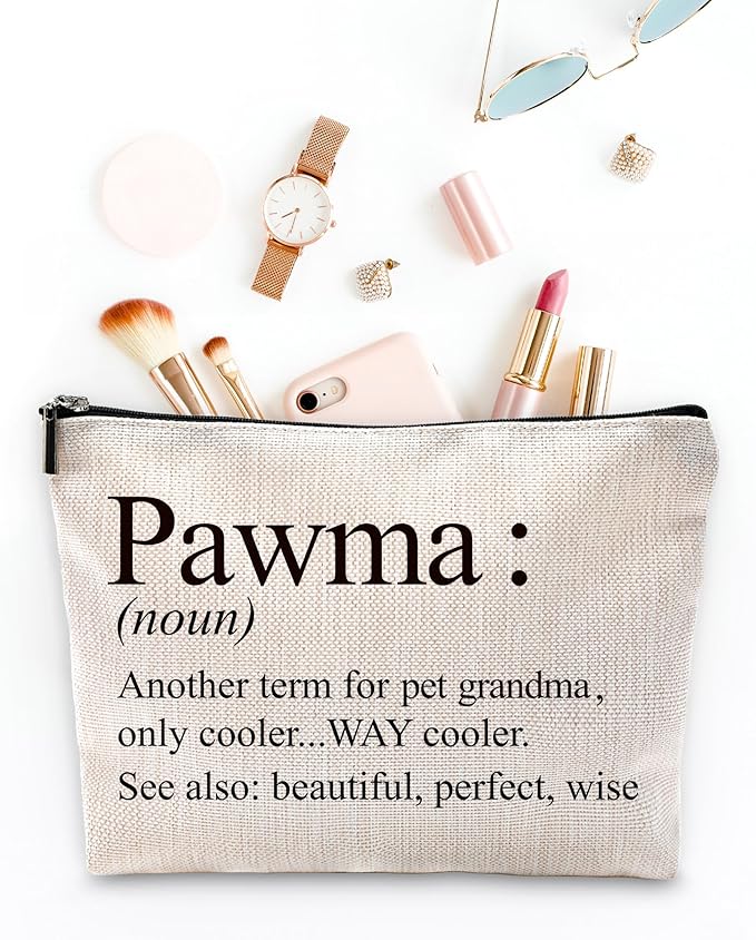Sufamb Pawma Gifts Makeup Bag, Best Dog Grandma Gifts for Mother's Day Birthday Cosmetic Bags, Best Dog Grandma Gift Portable Small Toiletry Bag Zipper Makeup Pouch