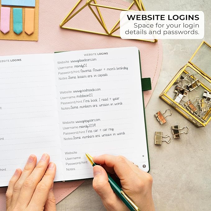 Clever Fox Address Book with alphabetic tabs - PU Leather Telephone and Address Book for Keeping Contacts Safe, Contact Organizer Journal, Medium Size (5.3″ x 7.7″) Hardcover, Forest Green