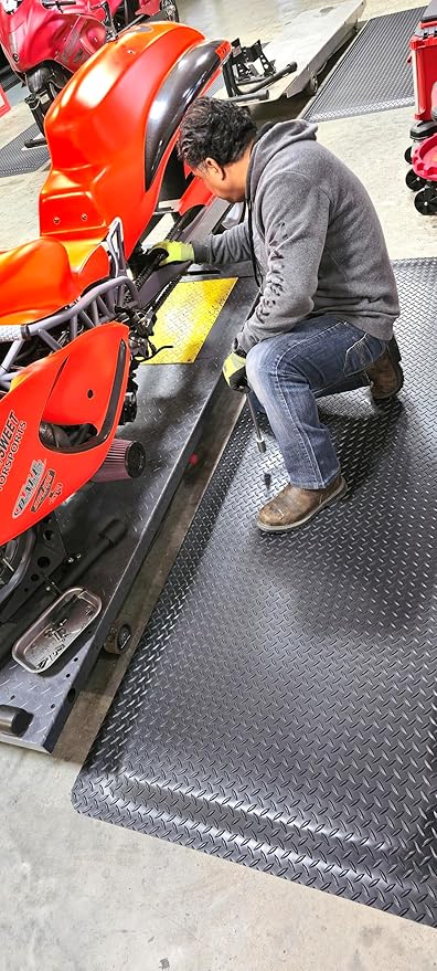 Rhino Mats, American Classic Diamond Anti-Fatigue Mats, Industrial Ergonomic Comfort Standing Mat for Work, Home, Garage, Office, Kitchen or Anywhere (Black 9/16" Thick, 4 FT. x 10 FT.)