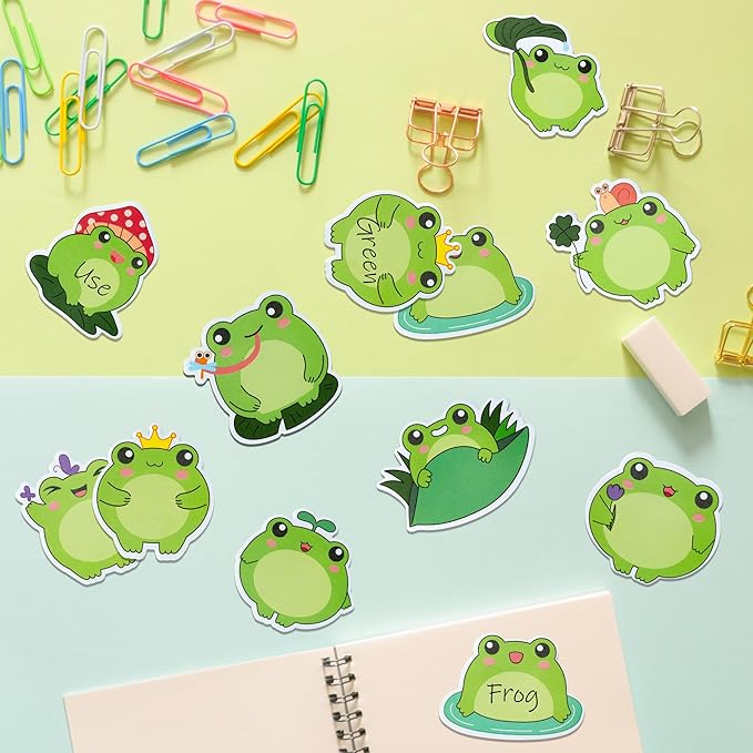 Xqumoi 30 Pack Frog Sticky Notes, Total 600 Sheets, Cute Cartoon Frog Self Sticky Notepads Writing Memo Pads Animal Page Marker for Office School Student Birthday Party Favors Goodies Bag Fillers