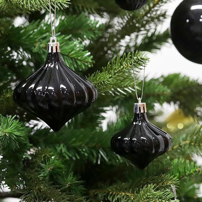 Christmas Ornaments Set with 36pcs Shatterproof Christmas Tree Decorations Multi-Size Christmas Ball Ornaments with 7 Styles Black