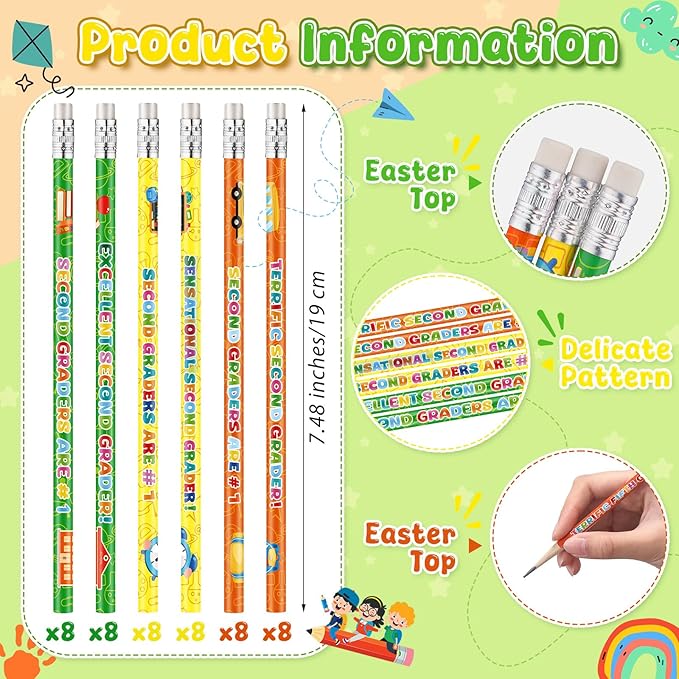 Tenceur 48 Pcs 5th Graders Pencils, 5 Motivational Cute Pencils Bulk with Erasers for Kids Student Teacher Classroom Reward Back to School Supplies