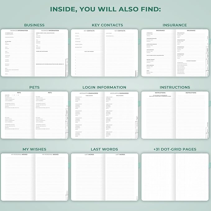 Clever Fox End of Life Planner – Final Arrangements Organizer for Beneficiary, Will Preparation, Last Wishes & Funeral Planning, A5 (Mint Cream)