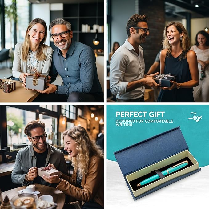 ZenZoi Turquoise Mechanical Pencil w/Schmidt 0.7 mm Twist Lead System. Elegant Full Metal Pencil for Sketching, Drawing, Drafting, Writing & Note Taking. Luxury Gift Box for Men or Women