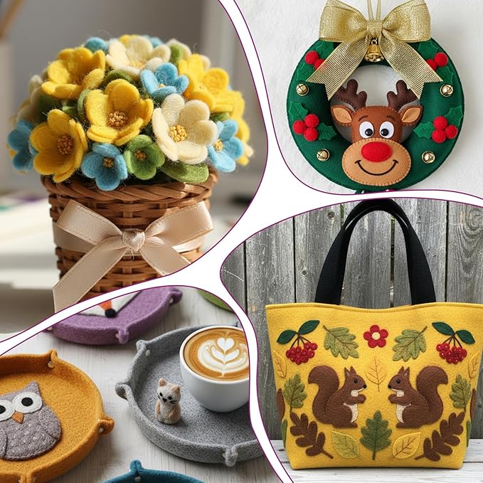 480 Pcs Felt Sheets Bulk, 4 x 4 Inch Square Soft Felt Fabric 1mm Thick Non-Woven Fabric for DIY Crafts, Sewing, Patchwork, Home Decoration, School DIY Projects (20 Colors)