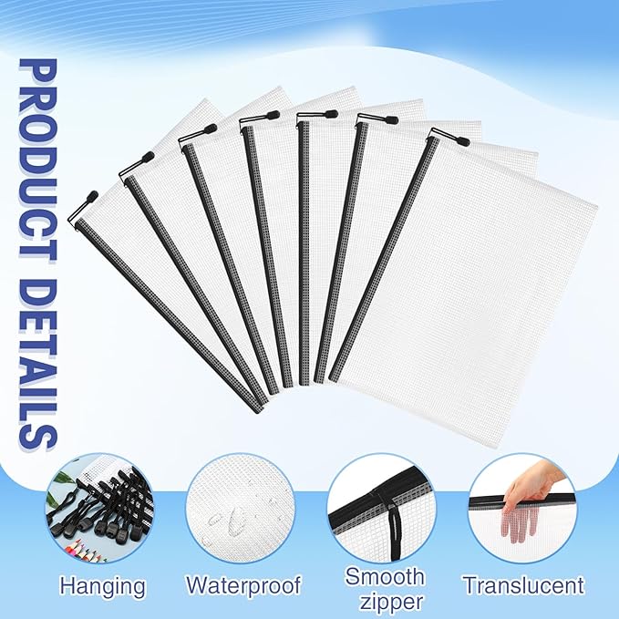 Jetec 32 Pcs Mesh Zipper Bags Toy Storage Bikini Organizer Bag Bolsas Para Guardar Trajes De Baño Waterproof Zipper Reusable Pouch Puzzle Multipurpose for Storage Office(Black,15 x 11 Inch)