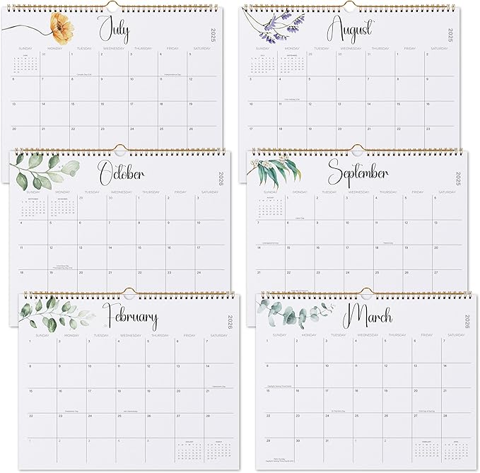 2025 Wall Calendar, Jokotha 18 Monthly Calendar Runs from Jul 2025 to Dec 2026, Home Schooling Planner for Famialy and School, Wirebound,15 x 12 Inches