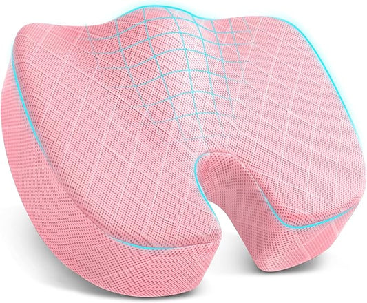 TushGuard Office/Car Seat Cushion, Non-Slip Sciatica & Back Coccyx Tailbone Pain Relief Chair Pad, Memory Foam Butt Pillow for Computer Desk, Wheelchair, Driving (Pink, XX-Large)