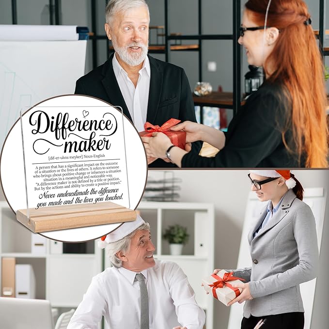 Inspirational Gifts for Coworker, Difference Maker Definition Acrylic Plaque Sign, Thank you Gifts, Therapist Gifts for Boss, Leader, Employee, Manager and Mentor, Office Home Decor for Desk