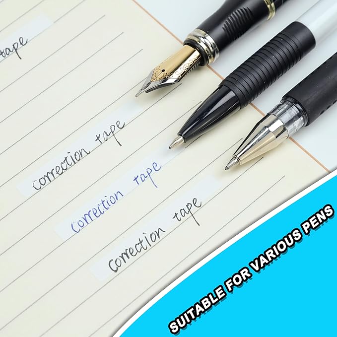 White Correction Tape, 12 Pack, 39.37 Feet Correction Tape for School And Office, writing supplies and correction supplies