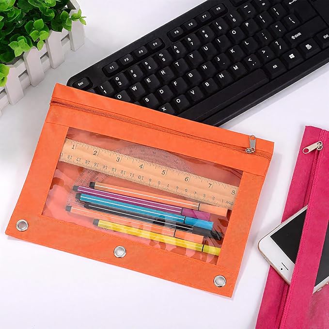 Pencil Pouch 3 Ring, School Supplies Back to School Essentials Kits for Girls Kids Boys Middle Kindergarten 2 Pack