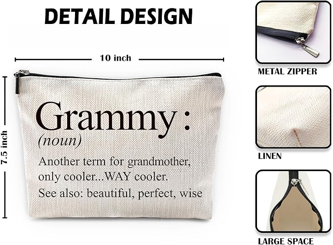 Sufamb Grammy Gifts Makeup Bag, Best Grammy Gifts for Mother's Day Birthday from Grandkids Cosmetic Bags, Gift for Grammie Portable Small Toiletry Bag Zipper Makeup Pouch