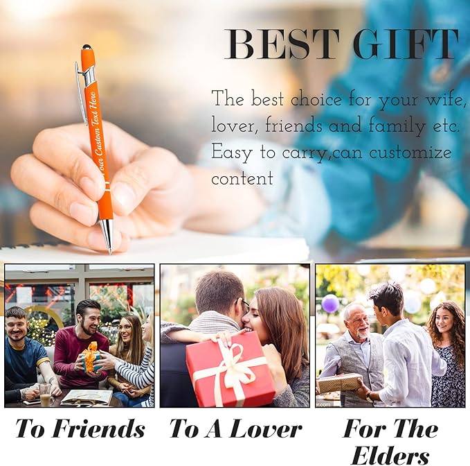 Personalized Pens Bulk 200 with Name Custom Engraving Ballpoint Pens with Stylus Tip Customized Smooth Writing Pens Personalized Gifts for Anniversary Birthday or Graduation(Light Green,Black Ink)