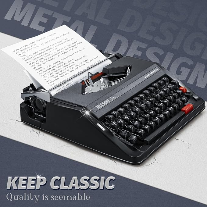 Manual Typewriter Machine – Vintage Portable Typewriter for Typing Letters – Classic Black Type Writer for Kids, Authors, and Retro Enthusiasts – Gift for Writers and Collectors