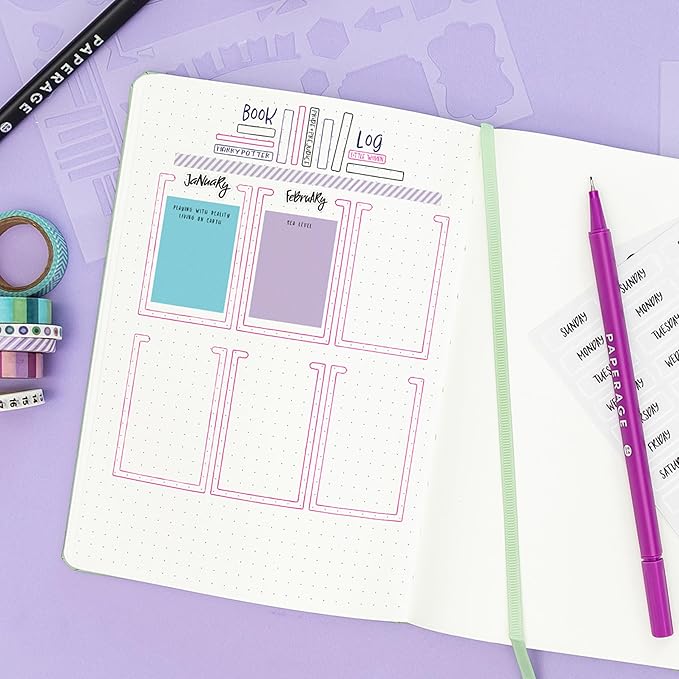 PAPERAGE Dotted Journal Notebook, (White), 160 Pages, Medium 5.6 in x 8 in - 100 GSM Thick Paper – Hardcover Journaling Notebook for Work, School & Bullet Journaling