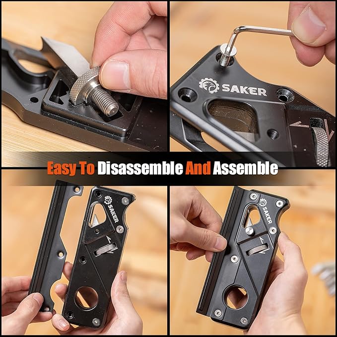 Saker Chamfer Plane-Woodworking Edge Corner Flattening Tool with Auxiliary Locator,Hand Chamfering Planer Suitable for Quick Edge Trimming of Wood (upgrade -1 Cutter Head, Black)