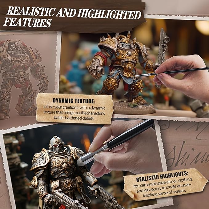 Drybrush Miniature Paint Brushes -10pcs Micro Detail Paint Brush Set, Small Fine Detail Brushes for Acrylics, Watercolors & Paint by Number, Figurine