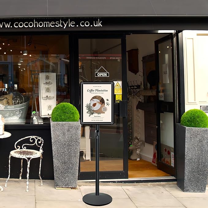 Heavy Duty Sign Holder Stand 11x17in Pedestal Poster Stand Adjustable Floor Standing Sign Stand with Safety Corner for Advertisement / Display (Black)