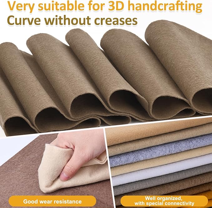 12 Rolls 8"x35" 1.4mm Thick Soft Felt Fabric Sheet 12 Assorted Brown Series Colors Felt Pack Pastel Felt Sheets for DIY Craft Sewing Squares Nonwoven Patchwork