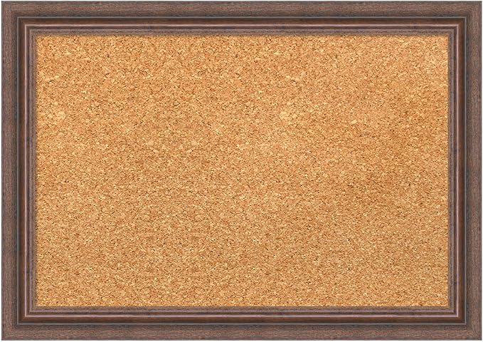 Amanti Art Natural Cork Board for Wall, 14x20 Vision Board with Brown Wood Frame, Small Corkboard Office Decor for Home Organization, Country Rustic Corkboard Pinboard to Display Items for Home