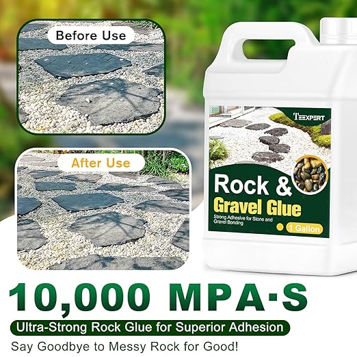 Teexpert 1 Gallon Rock Glue for Landscaping – Strong Pea Gravel Binder & Stone Adhesive for Walkways, Yards, Patios, and Driveways