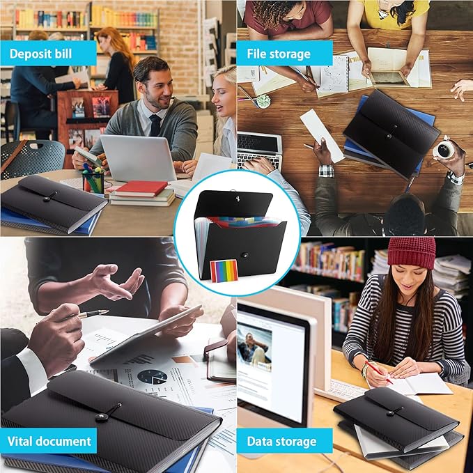 Expanding File Folder with 13 Pockets, Red, Polypropylene, 12.99" x 9.45" x 1.1"