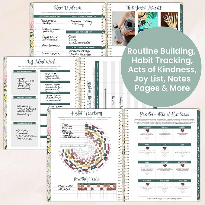 bloom daily planners 2026 Planner (January to December) - 8.5” x 11” Weekly & Monthly Dated Agenda Organizer Book with Stickers & Tabs - Flexible Soft Cover - Garden Party, Beige