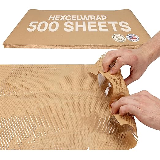 IDL Packaging 15.25" x 22" Honeycomb Kraft Packing Paper Sheets (Pack of 500), Brown – USA-Made Eco-Friendly Bubble Wrap Alternative for Shipping, Moving, Storage - Innovative Interlocking Slit Design