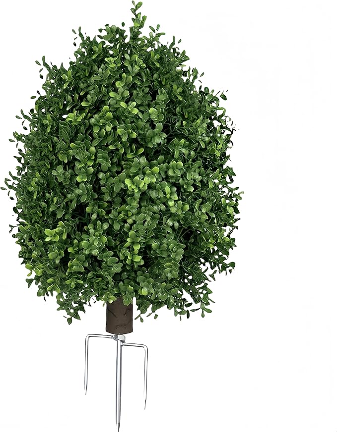QIANYUN Boxwood Topiary Bush -Artificial Topiary for Outdoors-Evergreen Plants Topiary Ball Tree UV-Resistant Faux Greenery Pot Fillers 1-Pack for Outdoor Front Porch Garden Yard Balcony Decor