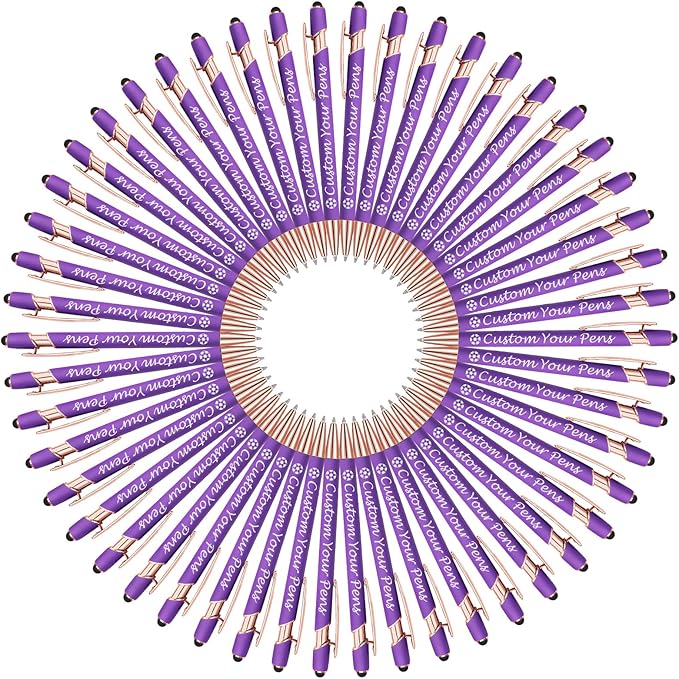 Amlion Personalized Custom Pens with Name Engraved Logo Text,300 Customized Writing Stylus Pen Promotional Item Gift for Men Women Office Business Wedding-Purple