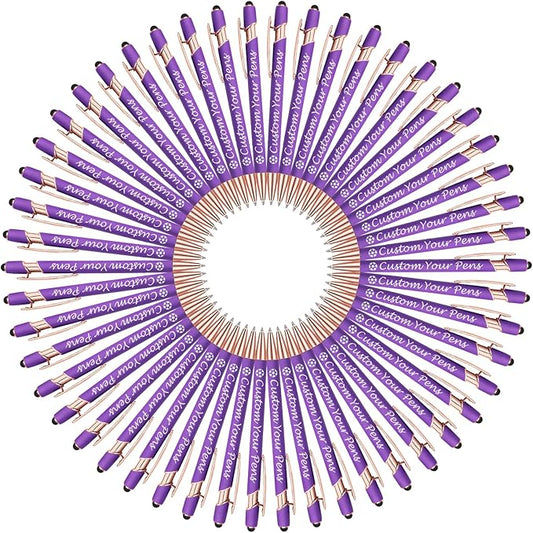 Amlion Personalized Custom Pens with Name Engraved Logo Text,150 Customized Writing Stylus Pen Promotional Item Gift for Men Women Office Business Wedding-Purple