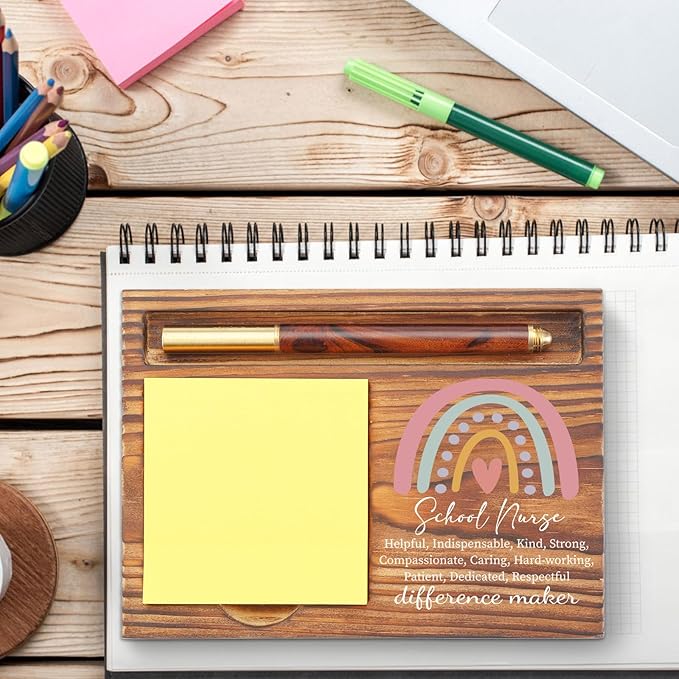 School Nurse Sticky Note Holder, Inspirational Nurse Appreciation Gift Office Desk Organizer, Thank You Gift for School Nurses Desk Accessory TZP134