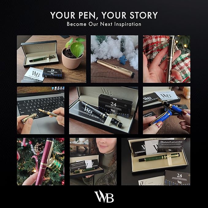 Wordsworth & Black Primori Fountain Pen Set [Red Gold]; Medium Nib, Gift Case, 24 Ink Cartridges, Refill Converter, Manual; Journaling, Calligraphy, Smooth Writing Pens; Left and Right Handed