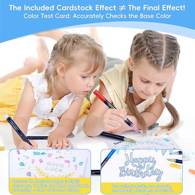 48 Colors Double Line Outline Markers, Shimmer Outline Marker Pen Set with Metallic & Glitter Effects, Self-Outline Shimmer Markers for Card Making, DIY Art, and Doodling, Perfect for Kids & Adults