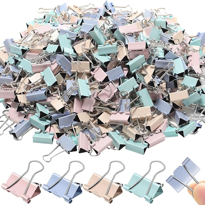 Jetec 500 Pieces 1 Inch Colorful Binder Clips Medium Paper Clamps Metal Paper Clips for Teachers Students Classroom Business Office and School Office Supplies