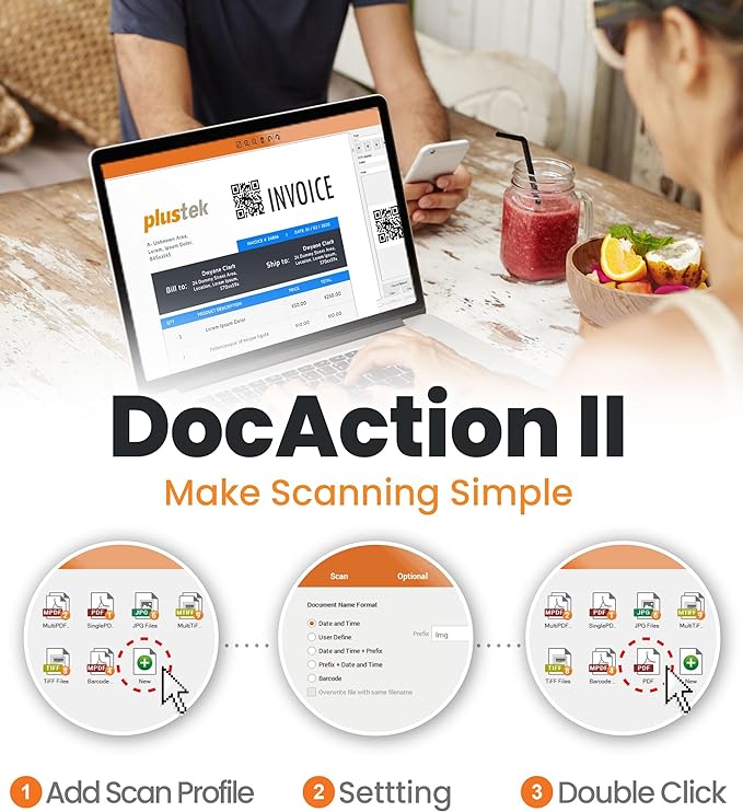 Plustek PS188 High Speed Double-Sided Color Document Scanner, with Automatic Document Feeder (ADF), 30 Pages Per Minute, Support Windows 7/8/10/11