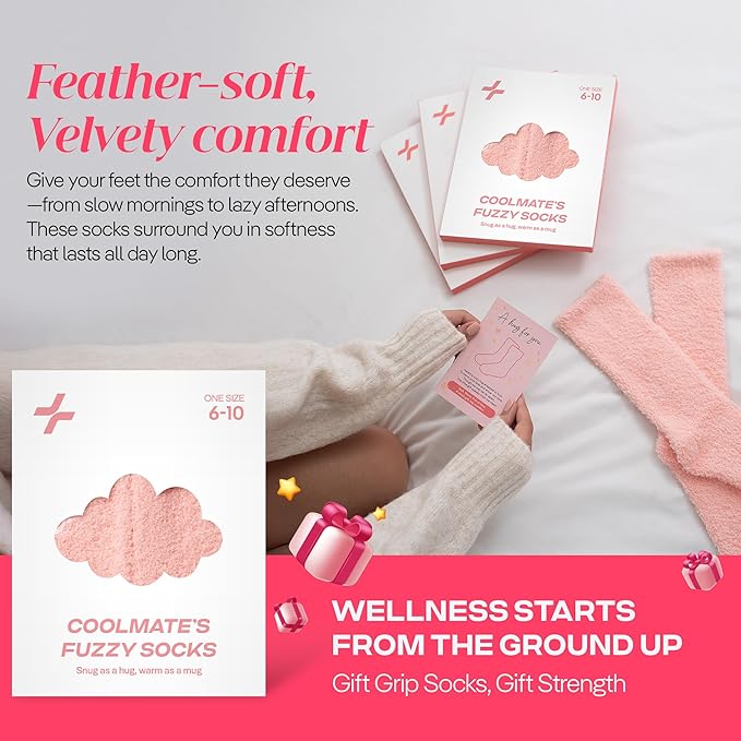 CoolMate GLOBAL Fuzzy Socks for Women Gift Box, Cozy, Soft, Comfy & Cloud-Like Socks, Plush, Durable for Spa, Home