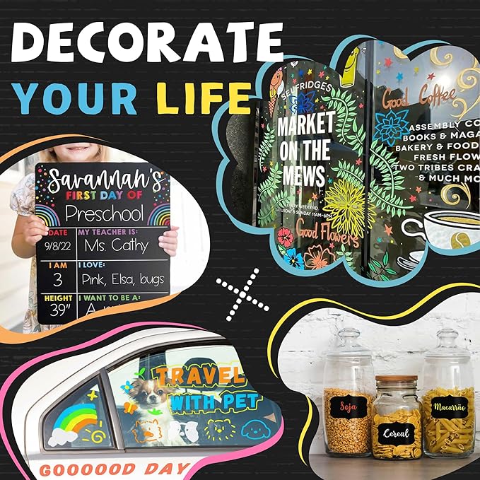 Window Chalk Markers for Glass Washable, 20 Colors Jumbo Liquid Chalk Marker with 10mm 3 in 1 Nib Thick Wide Tips, Big Chalkboard Markers, Car Paint Pen for Auto, Bistro, Mirror, Poster, Blackboards