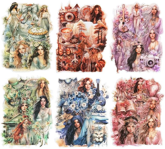 180Pcs PET Scrapbook Stickers, Bohemian Designs for Scrapbooking DIY Crafts Waterproof Journaling Supplies Junk Journal Ephemera with Storage Organizer