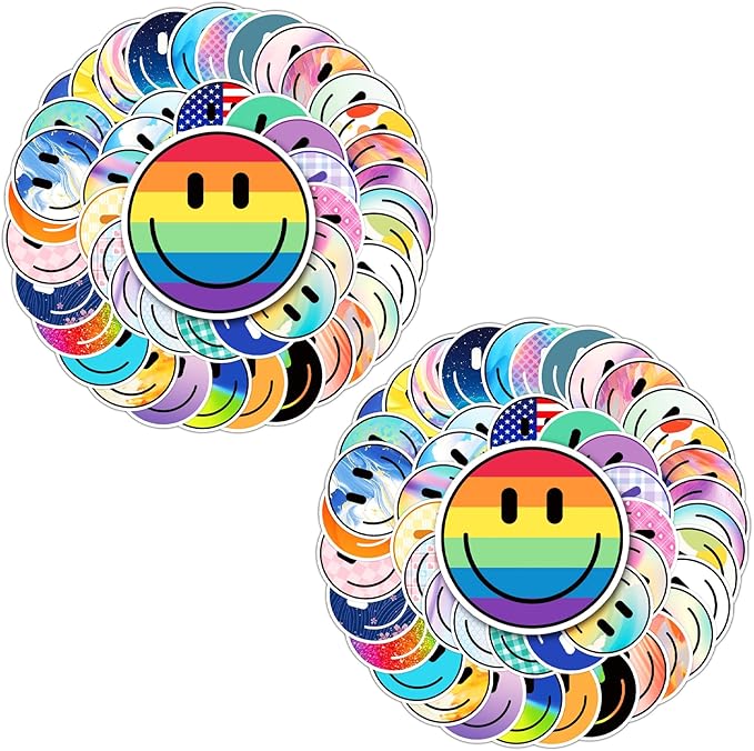 100PCS Smiling Face Stickers, Cute Water Bottle Stickers for Kids, for Teaching Rewards, Notebooks, Stationery, Luggage, Cartoon PVC Happy Sticker